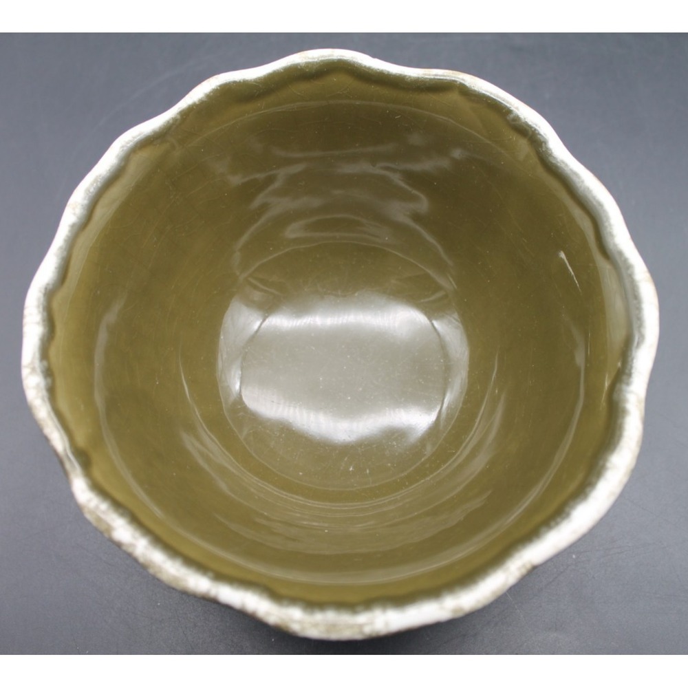 Vietri Terreno Thyme Cereal Soup Bowl Italian Pottery Scalloped 6" Green